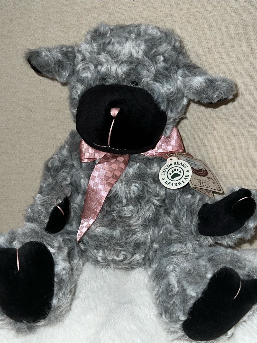VTG Boyds Bears Lucibelle Fuzzyfleece Gray Lamb Plush WITH TAGS Jointed